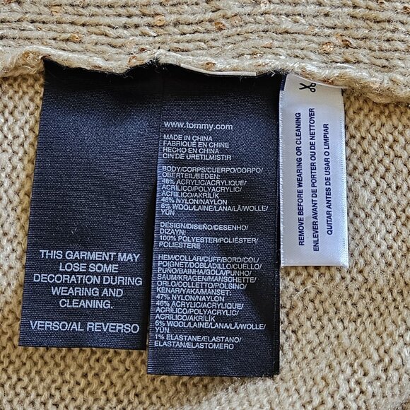 Tommy Hilfiger Sweater Womens XXL Beige LS Sequins Holiday Cottage Granola Girl - Picture 8 of 13